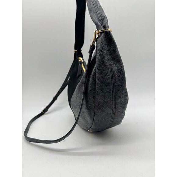 Macy's On 34th Harlowwe suede faux-leather top handle hobo crossbody bag -Black - Picture 3 of 11